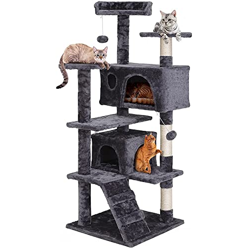 Multi-Level Cat Condo with Scratching Post - 54in