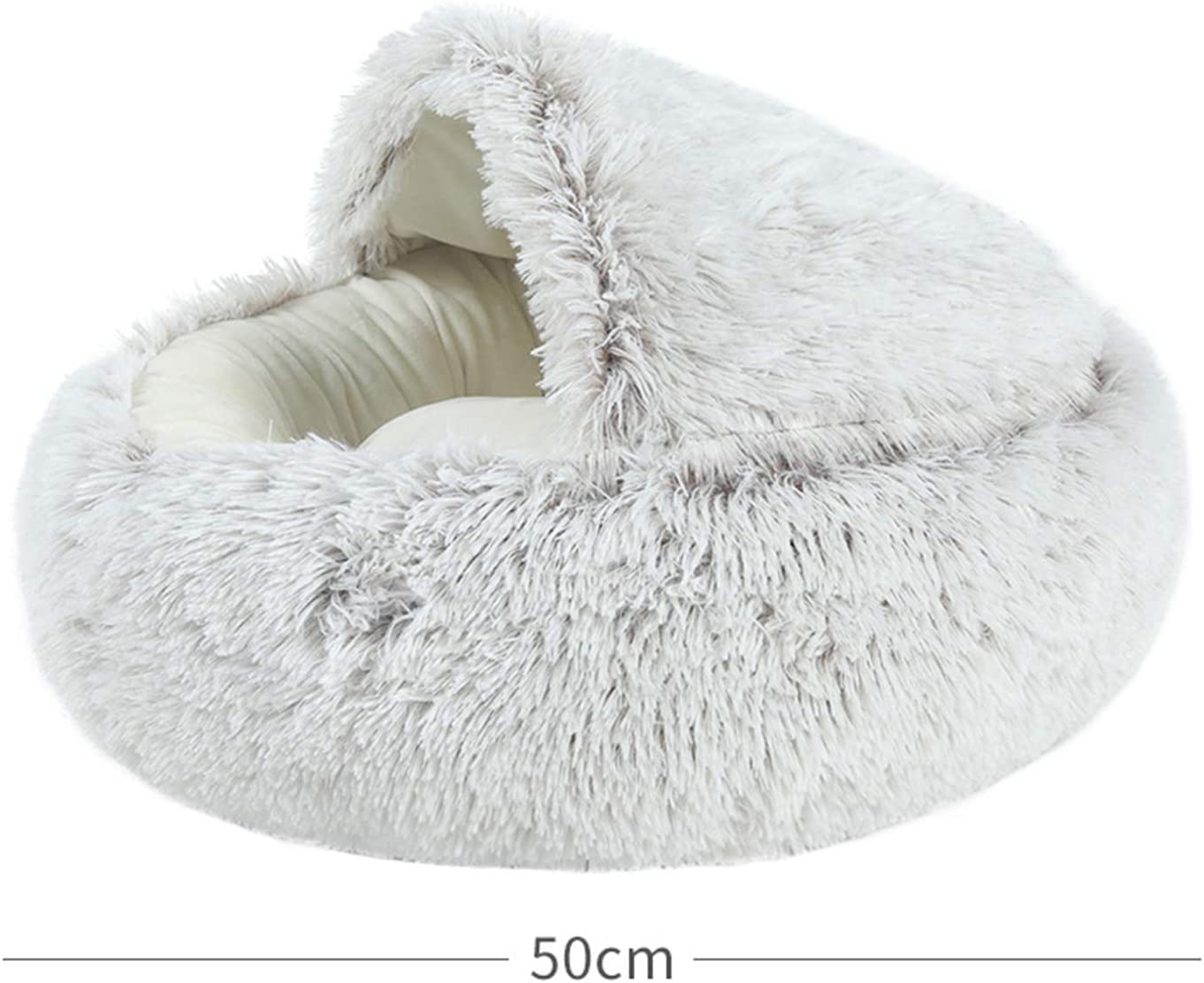 Round Plush Cat Bed for Dogs & Cats