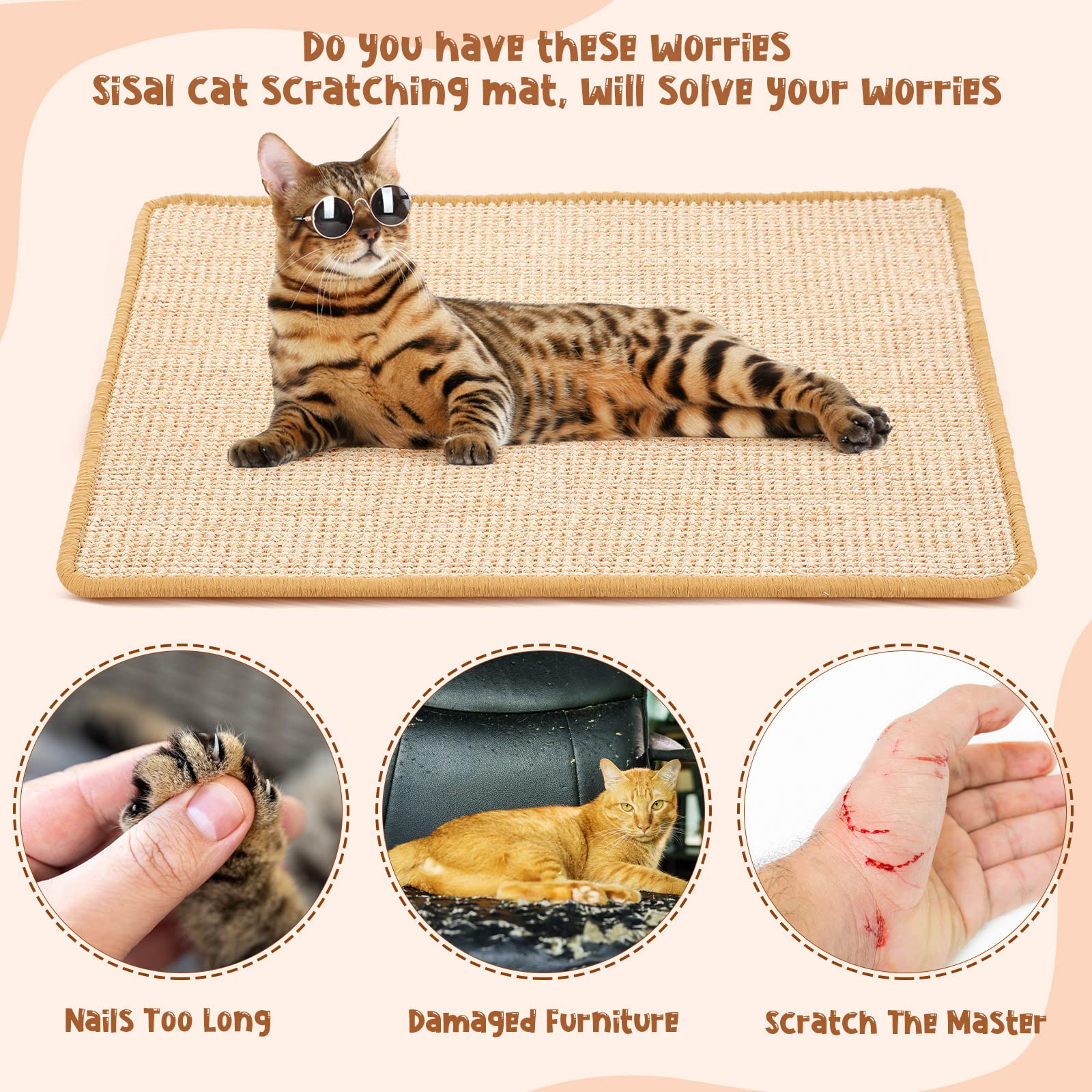 Sisal Cat Scratcher Mat Board Sharpen Nails Furniture