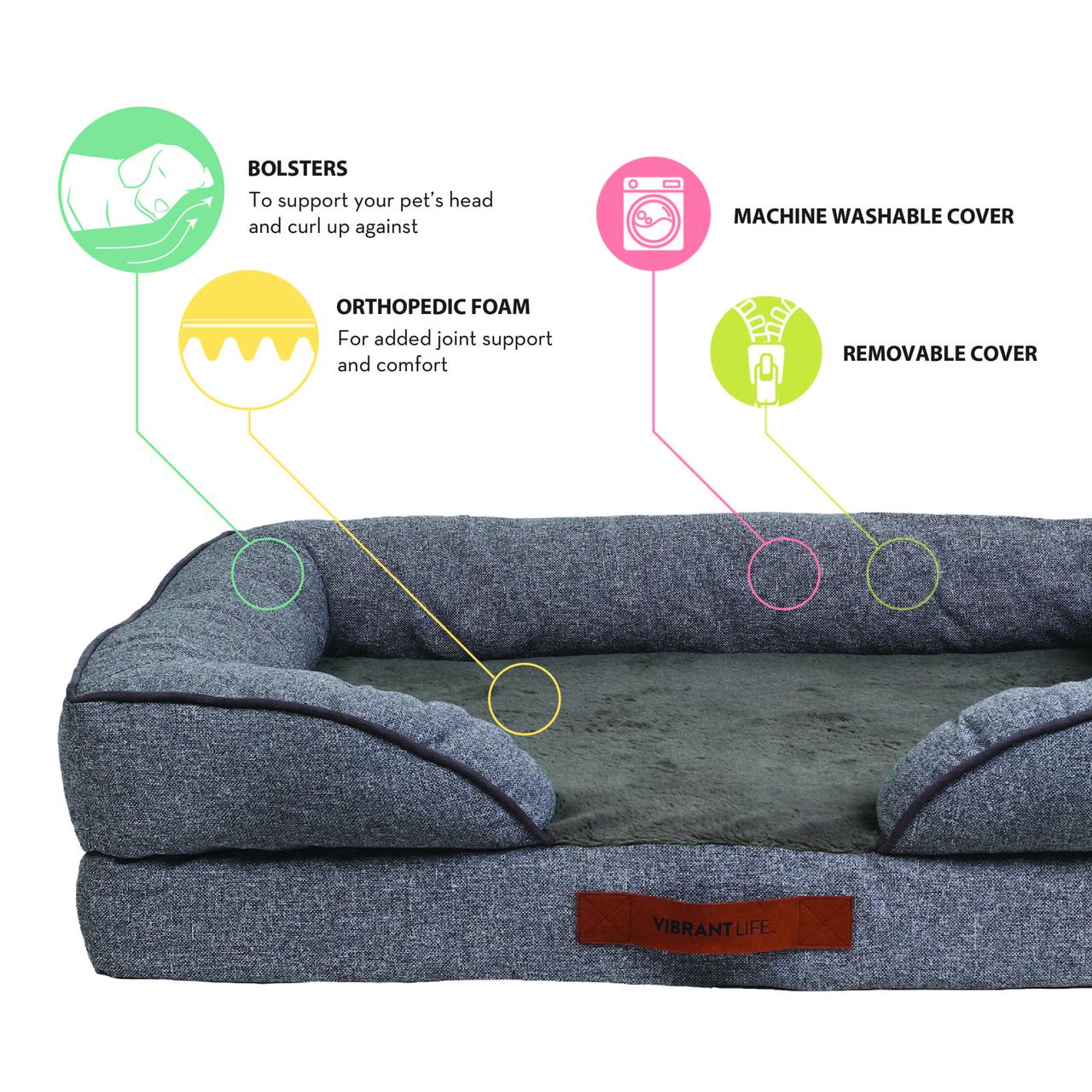 Gray Ortho Sofa-Style Bed for Cats