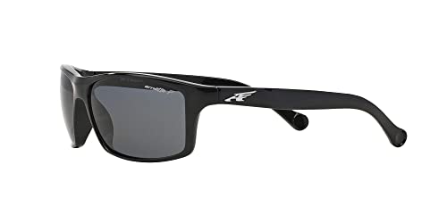 Arnette AN4207 Boiler Rectangular Sunglasses, Black/Grey Polarized, 61 mm