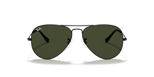 Ray-Ban RB3025 Aviator Sunglasses, Black/G-15 Green, 58mm
