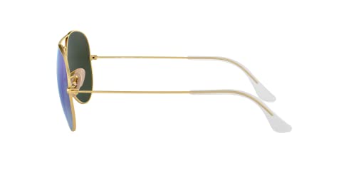 Ray-Ban RB3025 Aviator Sunglasses, Matte Gold/Grey Blue, 58mm