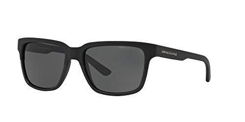 Men's Armani Square Sunglasses, Black/Grey, 56mm