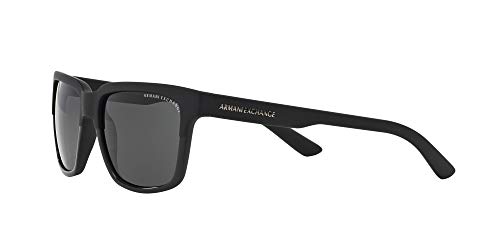 Men's Armani Square Sunglasses, Black/Grey, 56mm