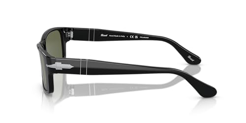 Persol Black/Green Polarized Rectangular Sunglasses, 58 mm