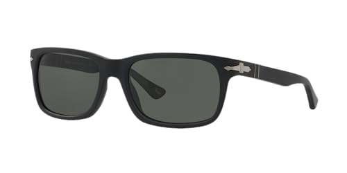 Persol PO3048S Rectangular Black/Green Polarized Sunglasses 58mm