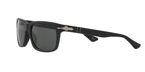 Persol PO3048S Rectangular Black/Green Polarized Sunglasses 58mm