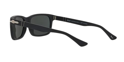 Persol PO3048S Rectangular Black/Green Polarized Sunglasses 58mm