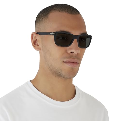 Persol PO3048S Rectangular Black/Green Polarized Sunglasses 58mm
