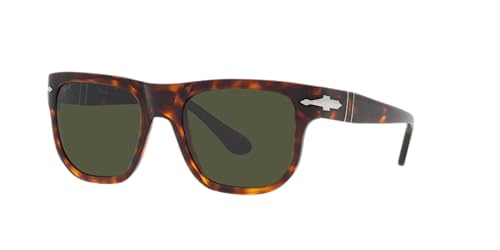 Persol PO3306S Square Sunglasses, Havana/Green, 52mm