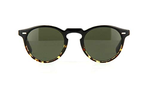 Oliver Peoples Black Tortoise Gregory Peck Round Sunglasses