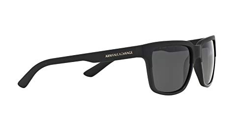 Men's Armani Square Sunglasses, Black/Grey, 56mm