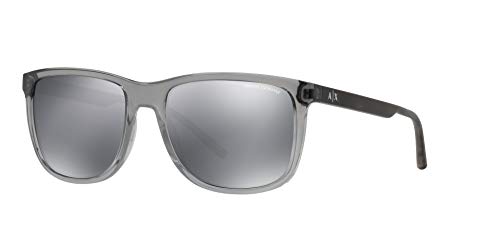 Armani Exchange Square Sunglasses: Grey Mirrored/Light Black, 57mm