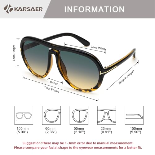 Karsaer Oversized Aviator Sunglasses Retro Round Unisex K7132
