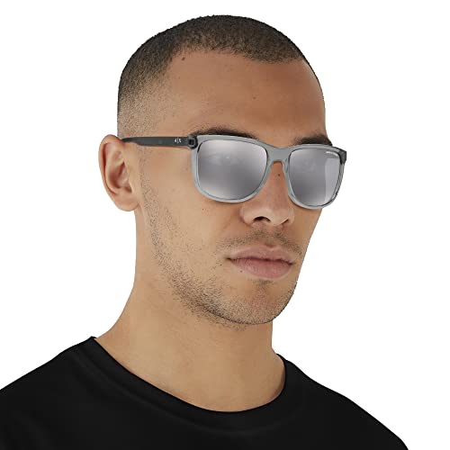 Armani Exchange Square Sunglasses: Grey Mirrored/Light Black, 57mm