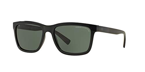 Armani Exchange Men's Black/Green Rectangular Sunglasses (56mm)