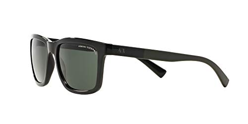 Armani Exchange Men's Black/Green Rectangular Sunglasses (56mm)
