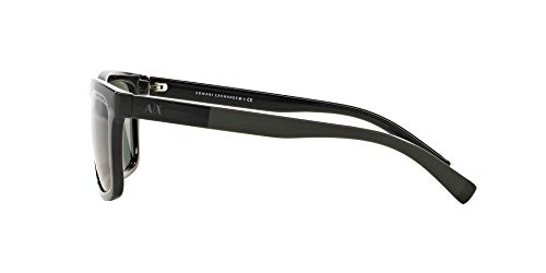 Armani Exchange Men's Black/Green Rectangular Sunglasses (56mm)