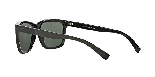 Armani Exchange Men's Black/Green Rectangular Sunglasses (56mm)