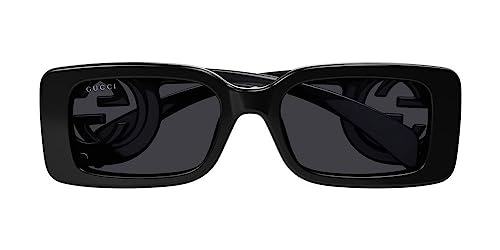 Gucci Black Narrow Rectangular Women's Sunglasses One Size