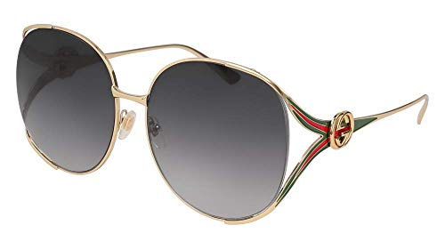 Gold Gucci Oval Sunglasses GG0225S 63mm
