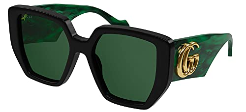 Gucci Geometric Sunglasses Black/Green 54mm