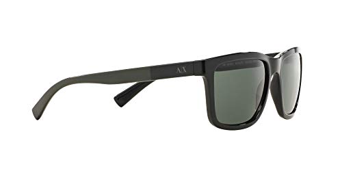 Armani Exchange Men's Black/Green Rectangular Sunglasses (56mm)
