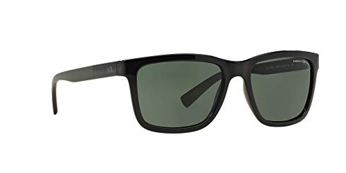 Armani Exchange Men's Black/Green Rectangular Sunglasses (56mm)
