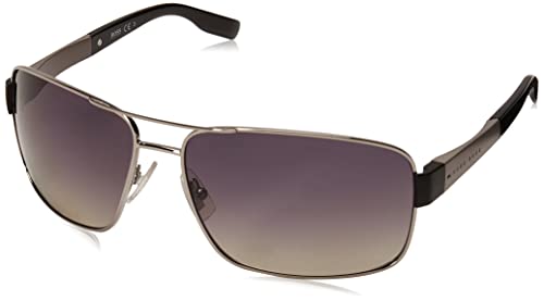 Hugo Boss Men's Polarized Wrap Sunglasses Ruthenium 64mm