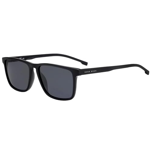 Hugo Boss Men's Rectangular Sunglasses, Black, 55mm, 17mm