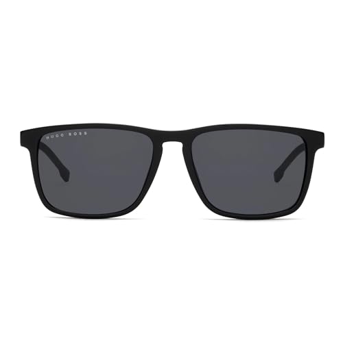 Hugo Boss Men's Rectangular Sunglasses, Black, 55mm, 17mm