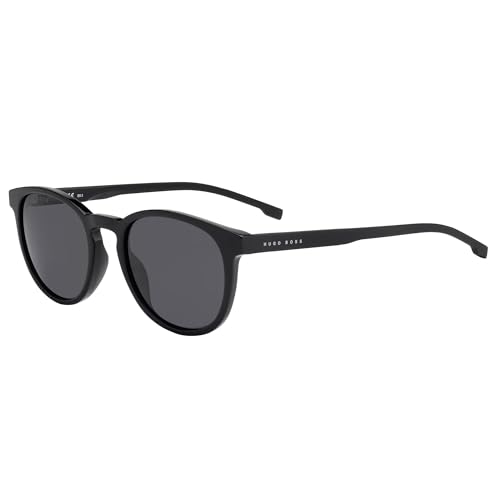 Hugo Boss Men's Oval Sunglasses, Black, Polarized 51mm