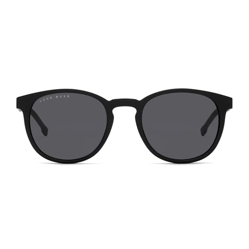 Hugo Boss Men's Oval Sunglasses, Black, Polarized 51mm
