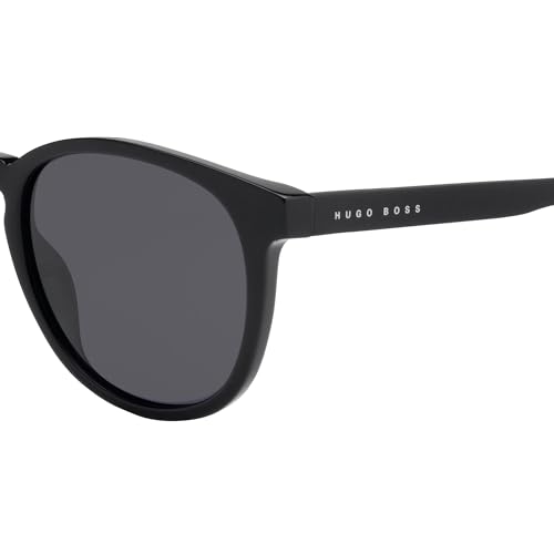 Hugo Boss Men's Oval Sunglasses, Black, Polarized 51mm