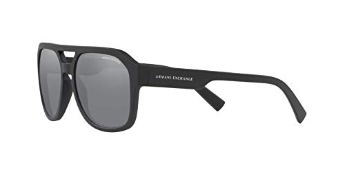 Armani Exchange Men's Rectangular Sunglasses, Matte Black