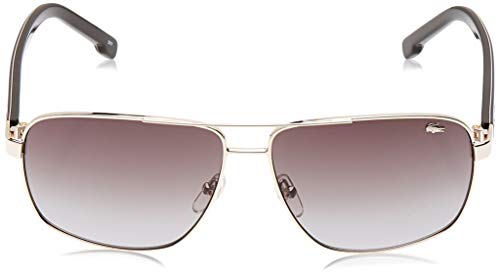 Golden brown Lacoste men's rectangular sunglasses, 61 mm