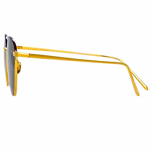 Linda Farrow Sunglasses in Raif Yellow Gold/Dark Green