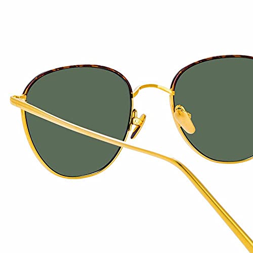 Linda Farrow Sunglasses in Raif Yellow Gold/Dark Green