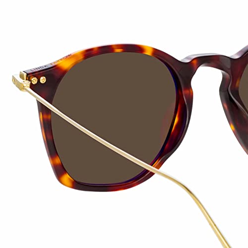 Linda Farrow Mila Sunglasses: Dark T-Shell/Luna Gold/Brown