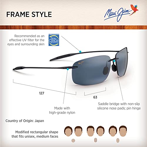 Maui Jim Breakwall Polarized Sunglasses, Gloss Black/Neutral Grey
