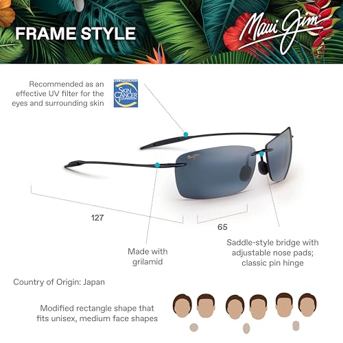 Maui Jim Lighthouse Polarized Sunglasses, Gloss Black/Neutral Grey
