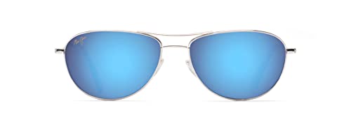 Maui Jim Baby Beach Aviator Sunglasses, Silver/Blue Hawaii