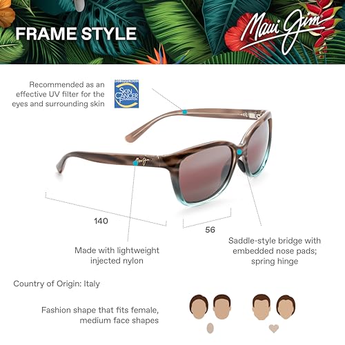 Maui Jim Starfish Women's Polarized Sunglasses, Sandstone/Blue Rose