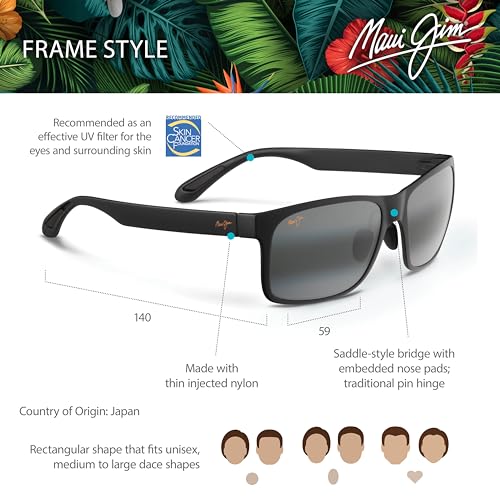 Maui Jim Red Sands Polarized Sunglasses, Matte Black/Neutral Grey