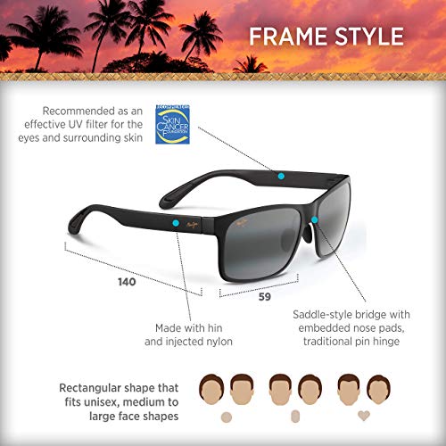 Maui Jim Red Sands Polarized Sunglasses, Matte Black/Neutral Grey