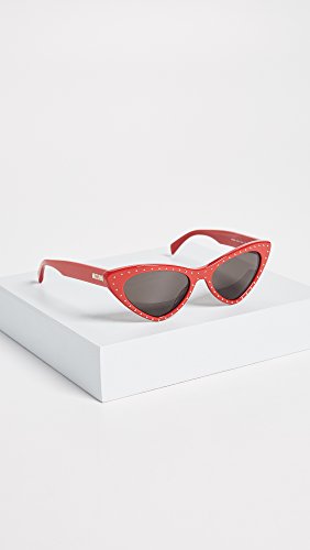 Women's Red/Grey Blue Pointed Cat Eye Sunglasses by Moschino