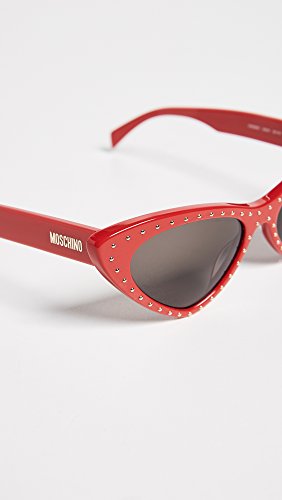 Women's Red/Grey Blue Pointed Cat Eye Sunglasses by Moschino