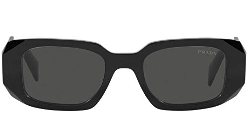 Black Prada Plastic Rectangle Sunglasses with Grey Lens