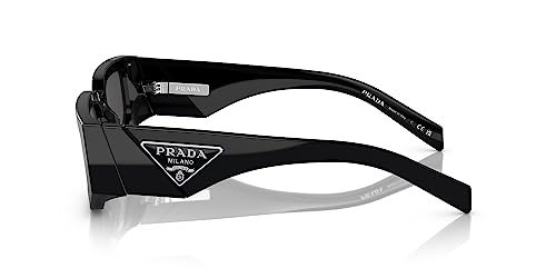 Prada Black Plastic Rectangle Sunglasses with Grey Lens